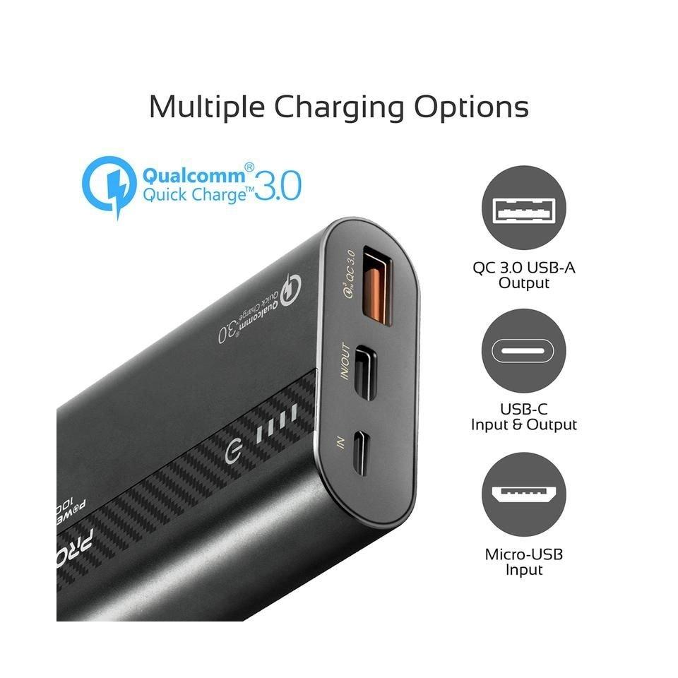 Promate 10000mAh Ultra-Fast Powerbank (PowerTank-10) - Black