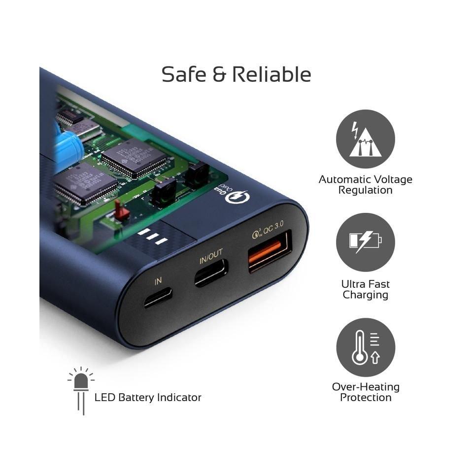 Promate 10000mAh Ultra-Fast Powerbank (PowerTank-10) - Blue