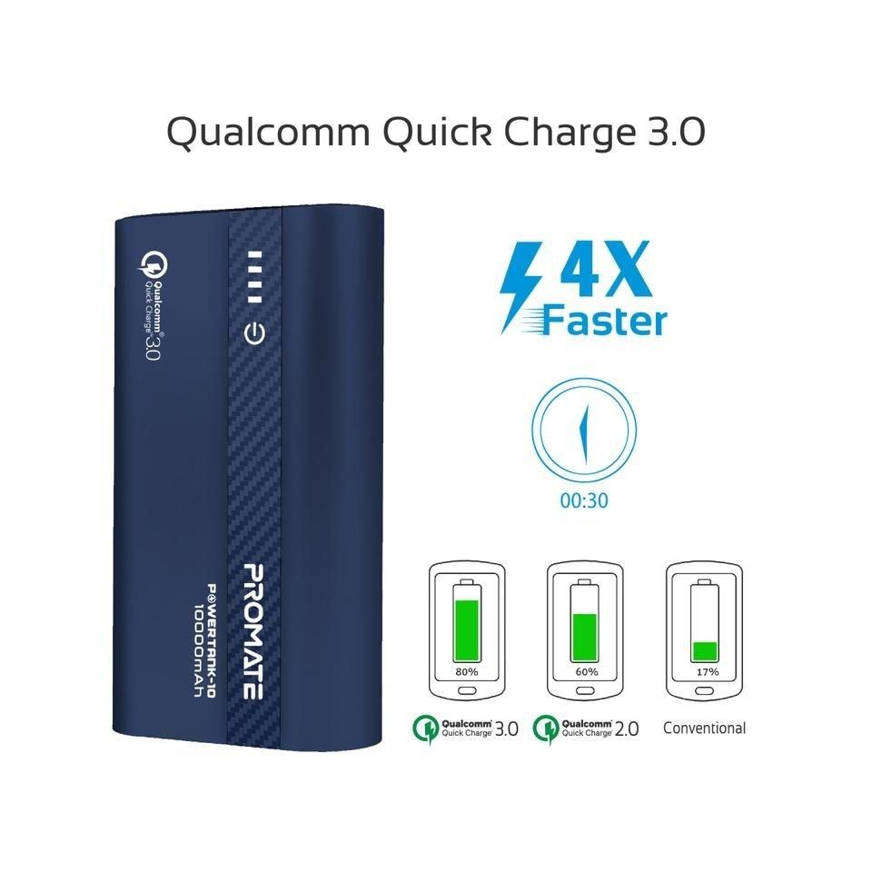 Promate 10000mAh Ultra-Fast Powerbank (PowerTank-10) - Blue
