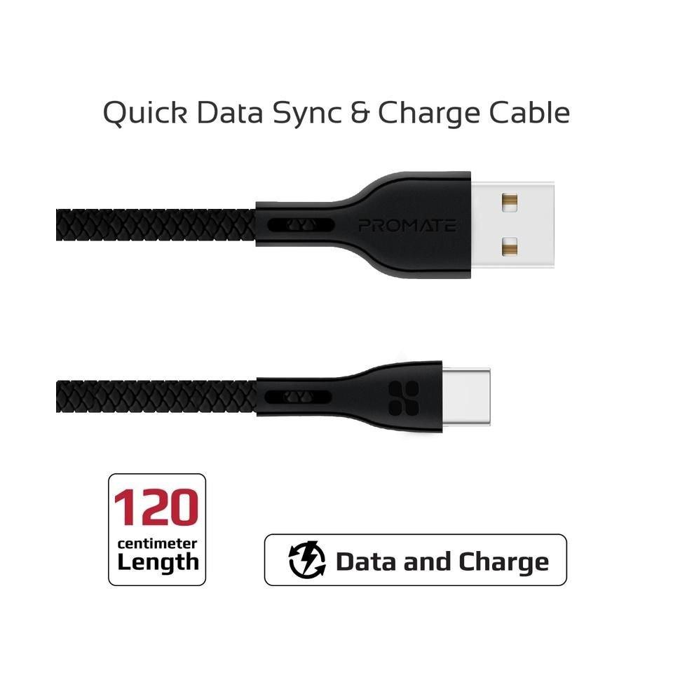 كابل يو اس بي - سي  باور بيم - سي 1.2 متر من بروميت - أسود