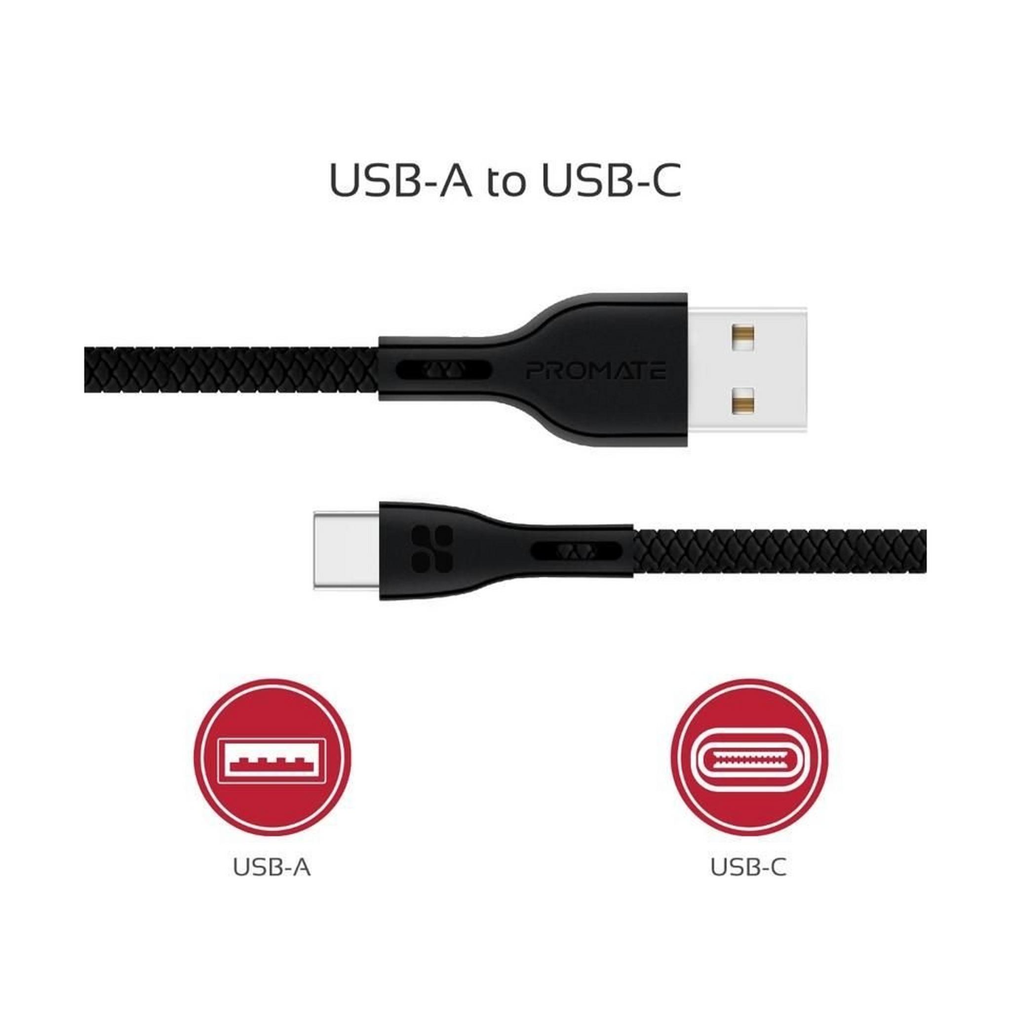 Promate PowerBeam-C 1.2 Meter USB-C Cable - Black