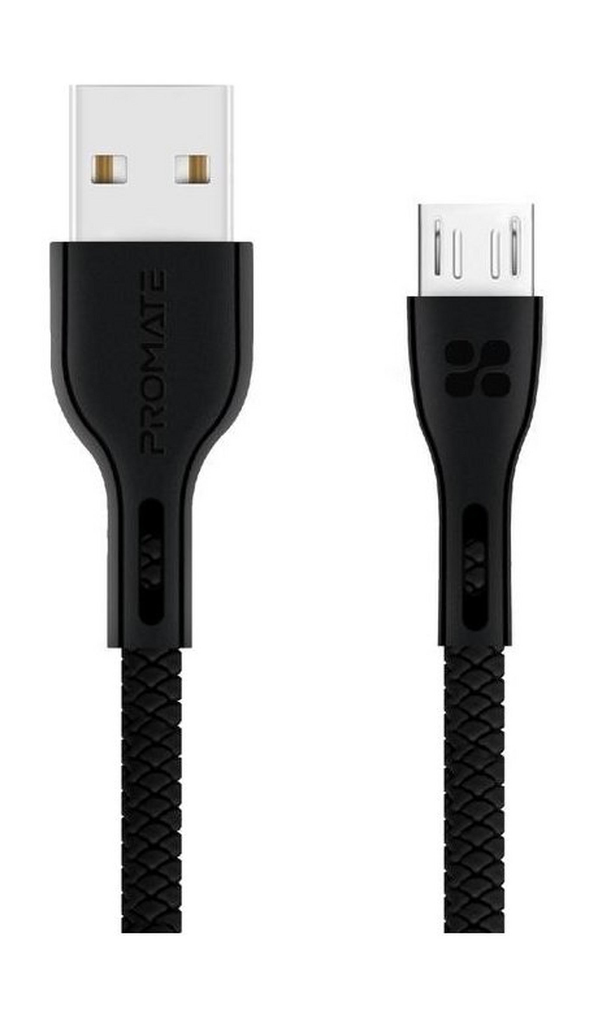 Promate PowerBeam-M 1.2m Anti-Tangle Micro USB to USB 2.0 Cable
