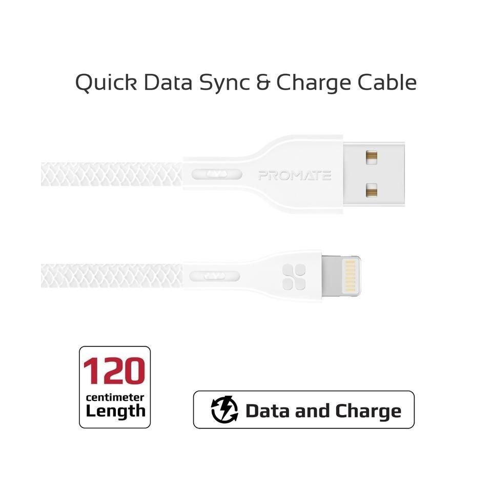 Promate PowerBeam-i 1.2 Meter Lightning Cable - White