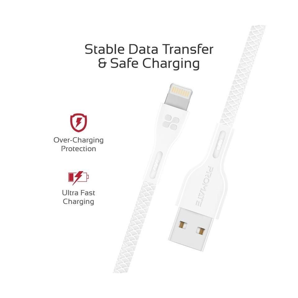 Promate PowerBeam-i 1.2 Meter Lightning Cable - White