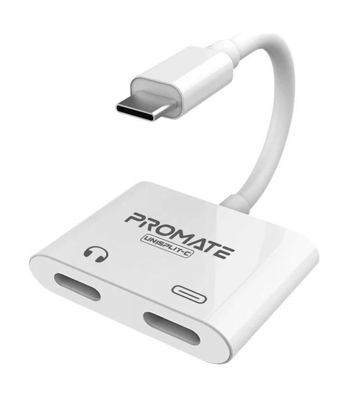 Promate UniSplit-C 2-in-1 Audio & Charge USB-C Adapter