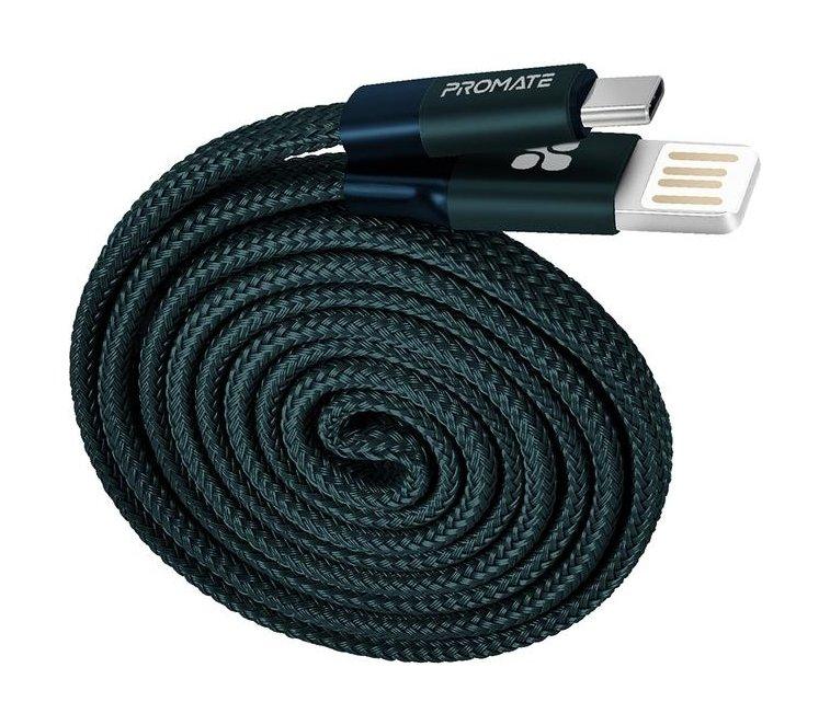 Promate Coiline-C Auto-Rolling Reversible 3.2Ft USB-A to Type-C Cable - Blue