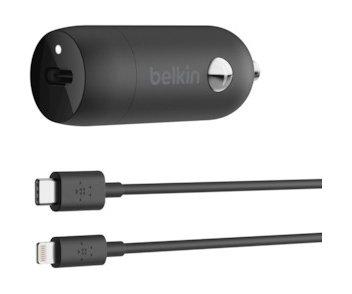 Belkin Boost Charge USB-C Car Charger 18W + USB-C Cable with Lightning Connector (F7U099) - Black