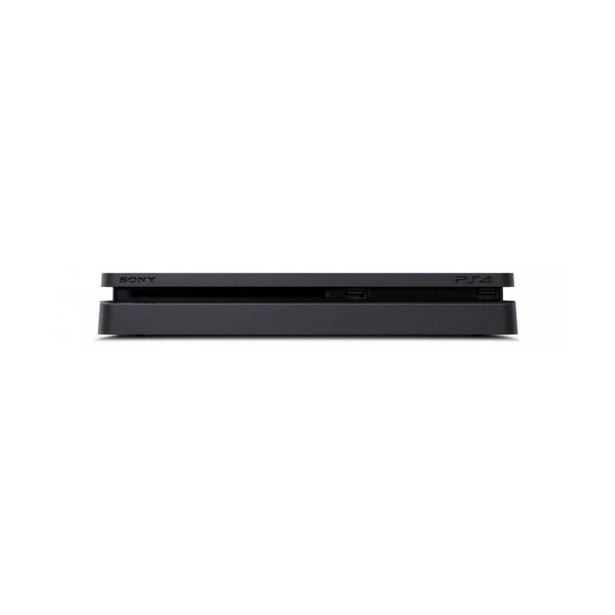 جهاز بلاي ستيشن 4 النحيف 500 جيجابايت + لعبة جي تي سبورت + لعبة أنشارتد 4 + لعبة هورايزون زيرو داون + اشتراك بلاي ستيشن بلس لمدة 3 شهور+ ايصال لعبة فورت نايت