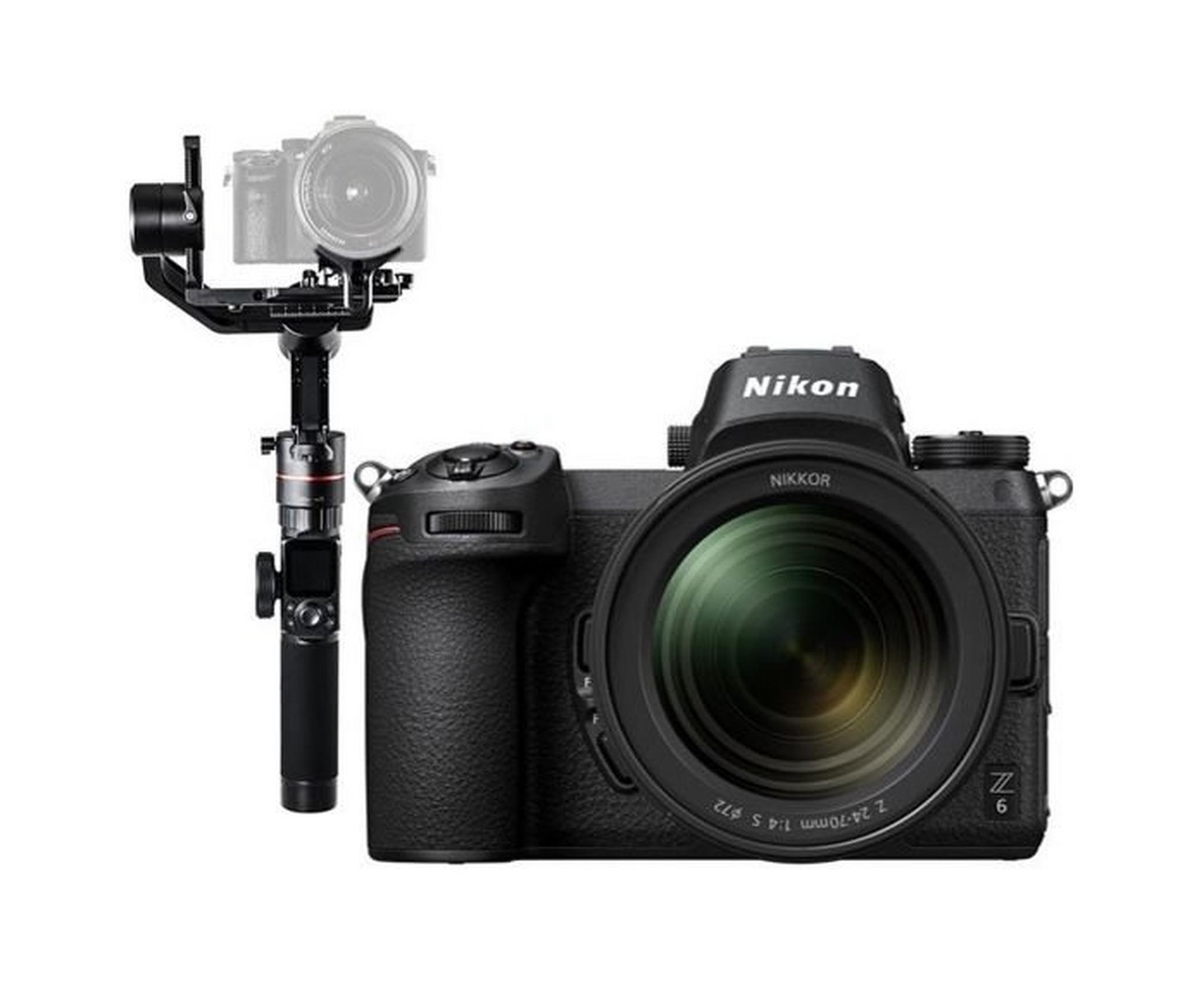 كاميرا نيكون الرقمية z 6 بدون مرآة مع عدسة 24-70 ملم+ حامل الكاميرات اليدوي المتزن AK2000مع واي فاي من فيو تك
