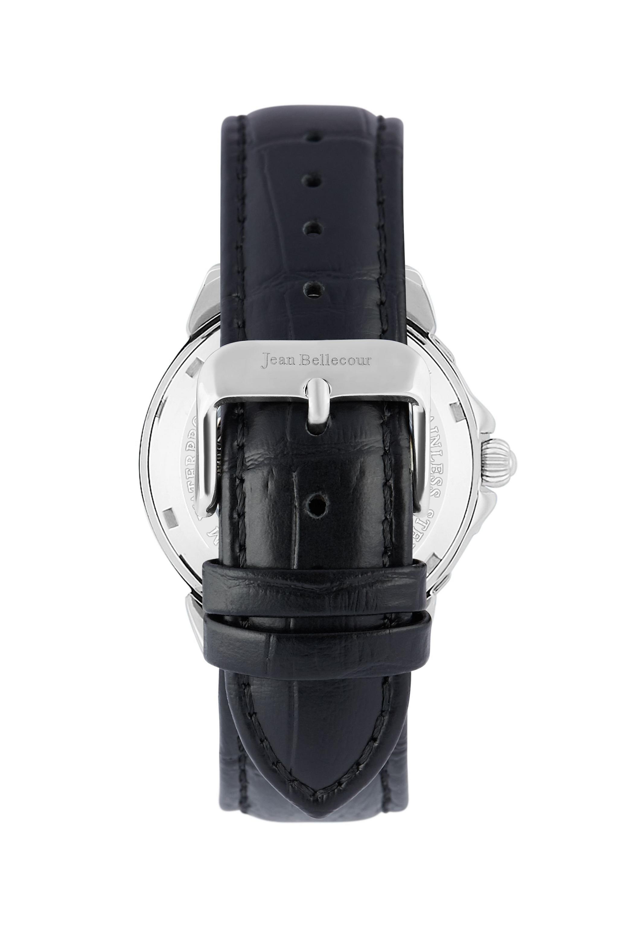 Jean Bellecour 40mm Automatic Analog Gents Leather Watch (JBP1911) - Black