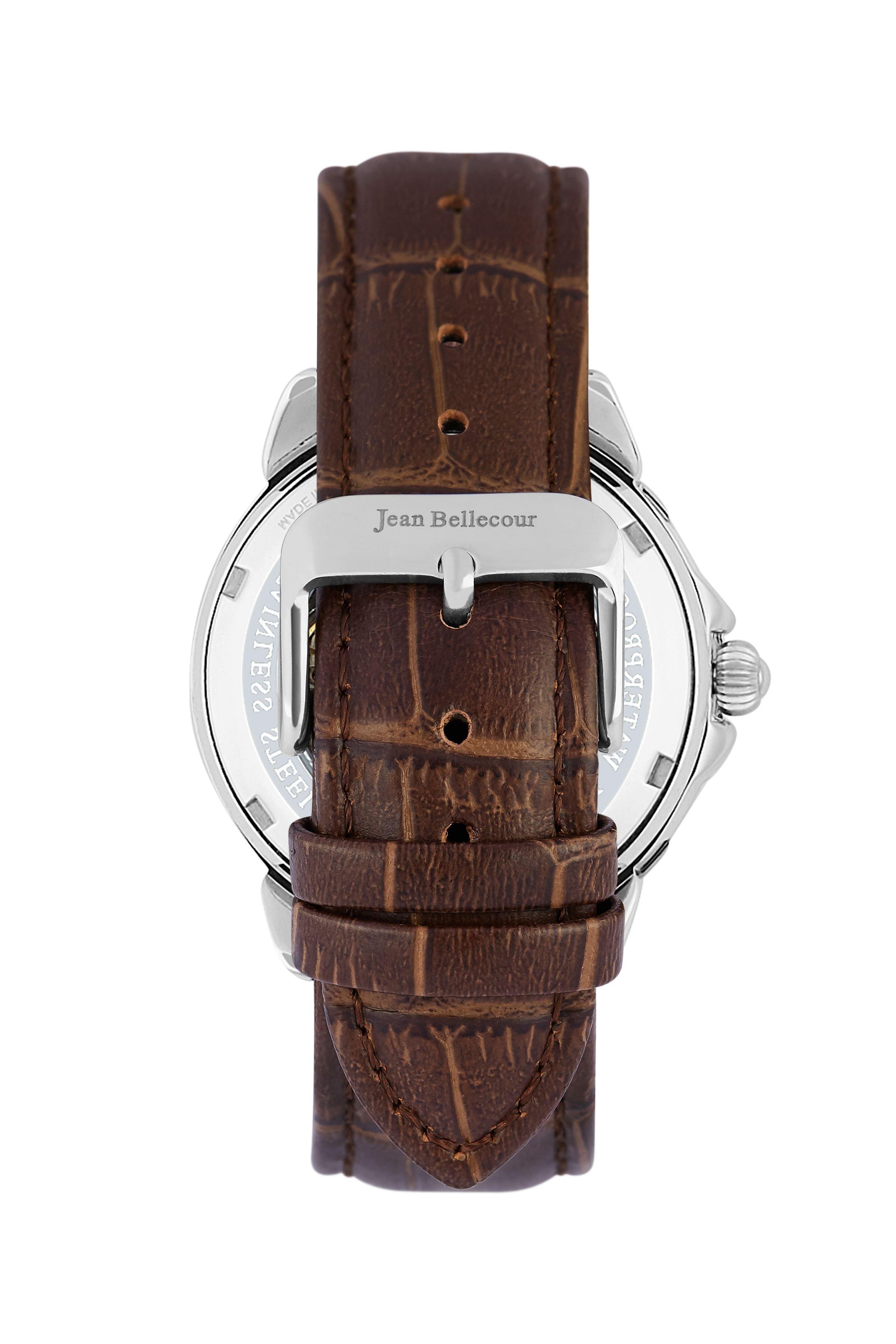 Jean Bellecour 40mm Automatic Analog Gents Leather Watch (JBP1912) - Brown