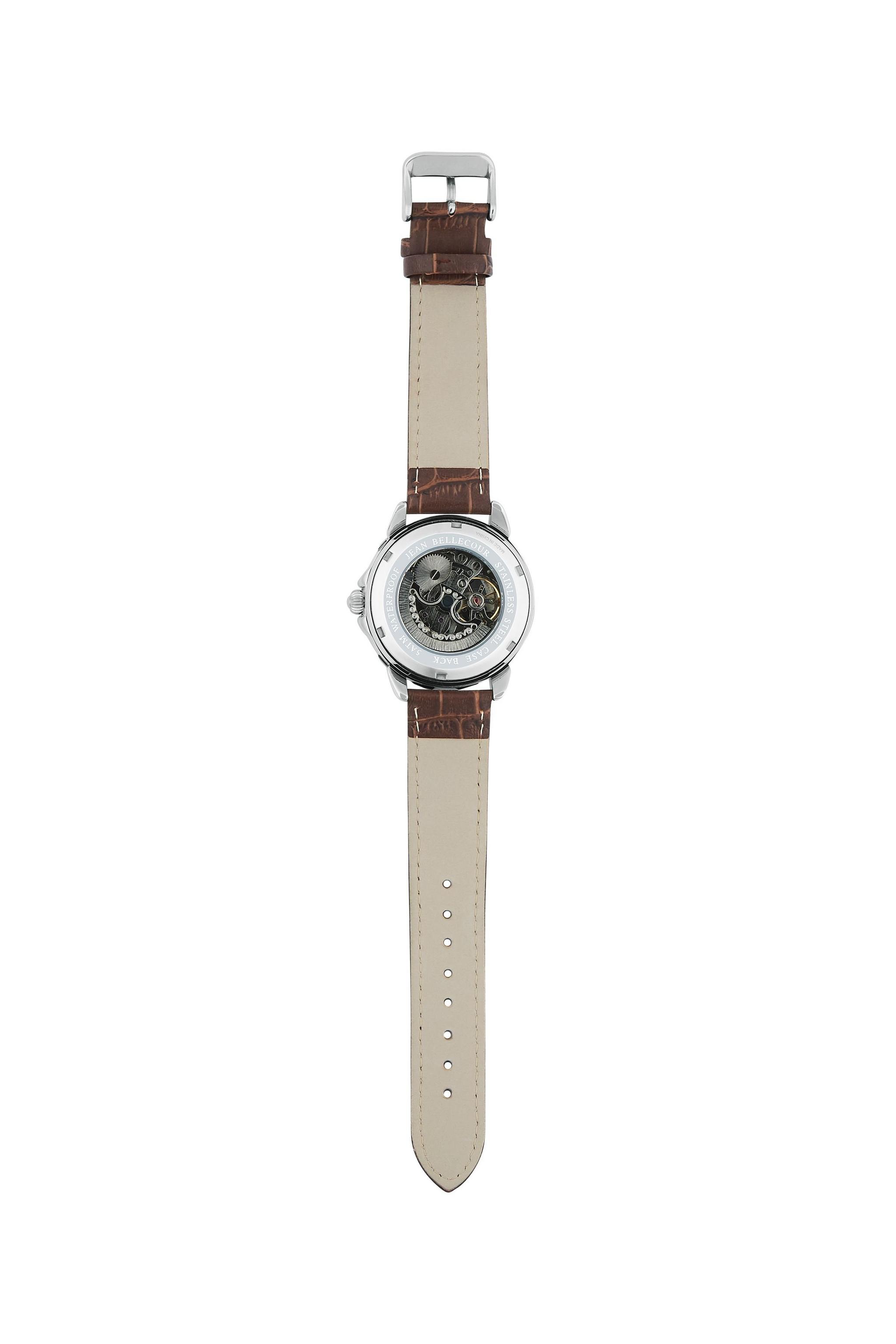 ساعة جين بليكور رجالية بحركة تلقائية جلد عرض تناظري بحجم 40 ملم (JBP1912) - بني