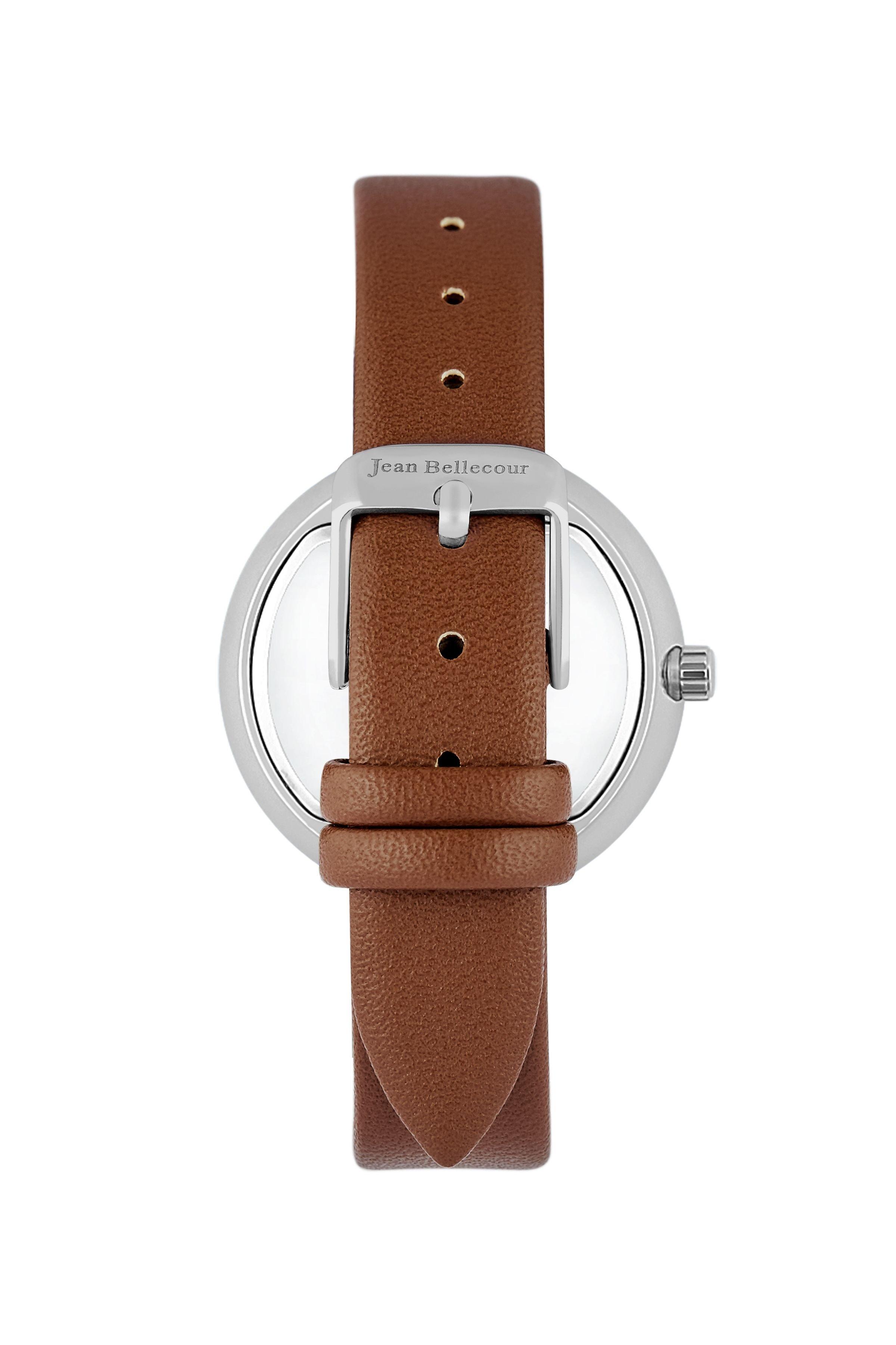 Jean Bellecour 34mm Analog Ladies Leather Watch (JBP1917) - Brown