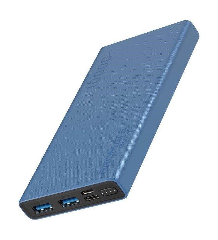 Promate Bolt-10 10000mAh Compact Smart Charging Power Bank - Blue