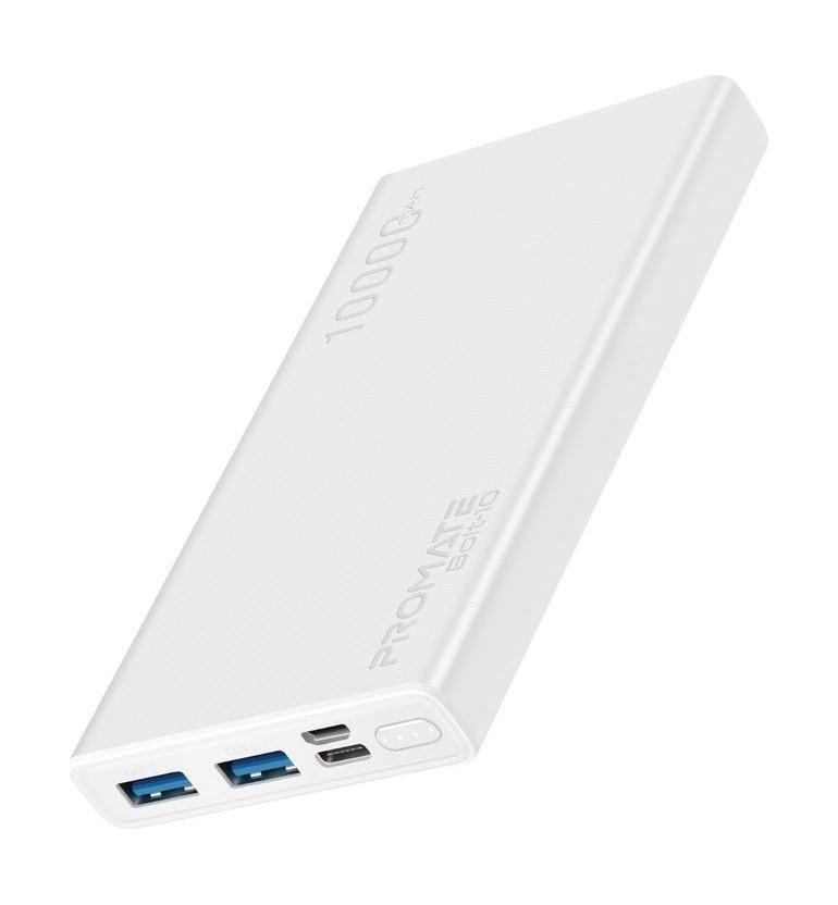 Promate Bolt-10 10000 mAh Smart Charging Power Bank - White