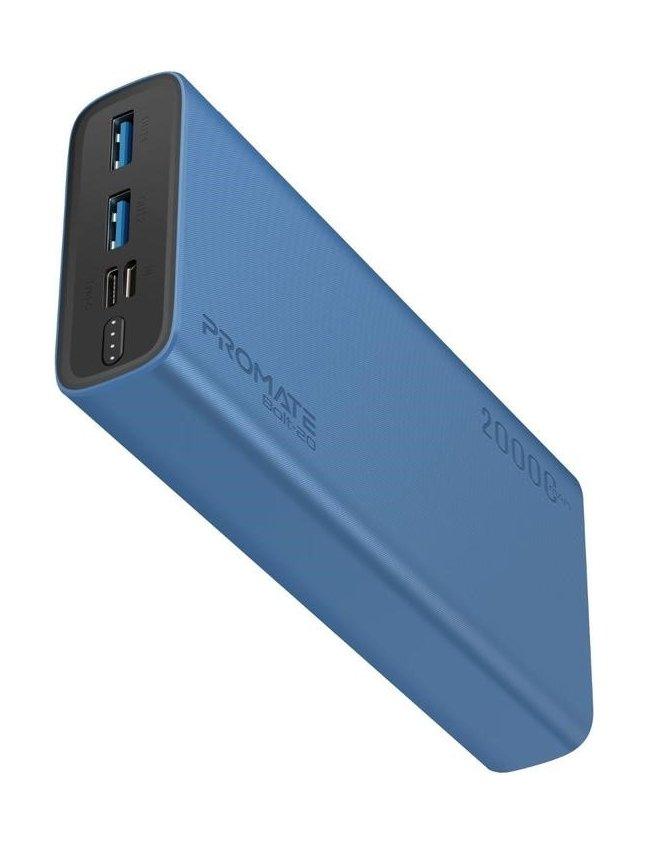 Promate Bolt-20 20000mAh Compact Smart Charging Power Bank - Blue