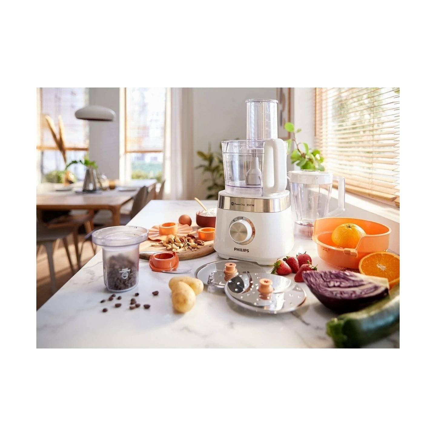 محضرة طعام المدمجة من فيليبس، بقوة 850 واط، 2.1  لتر، HR7530 / 01  أبيض