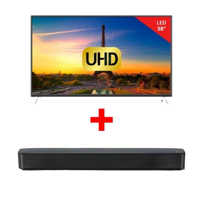 Wansa 58inch Ultra HD Smart LED TV + LG SK1 2.0 Channel Bluetooth