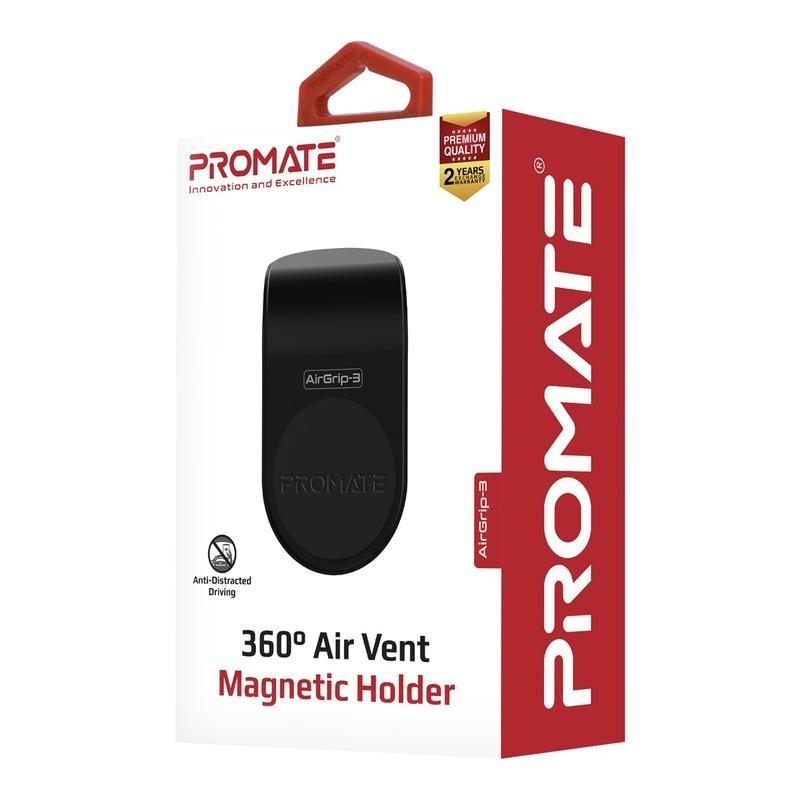 Promate AirGrip-3 360 Degree Air Vent Magnetic Holder - Black