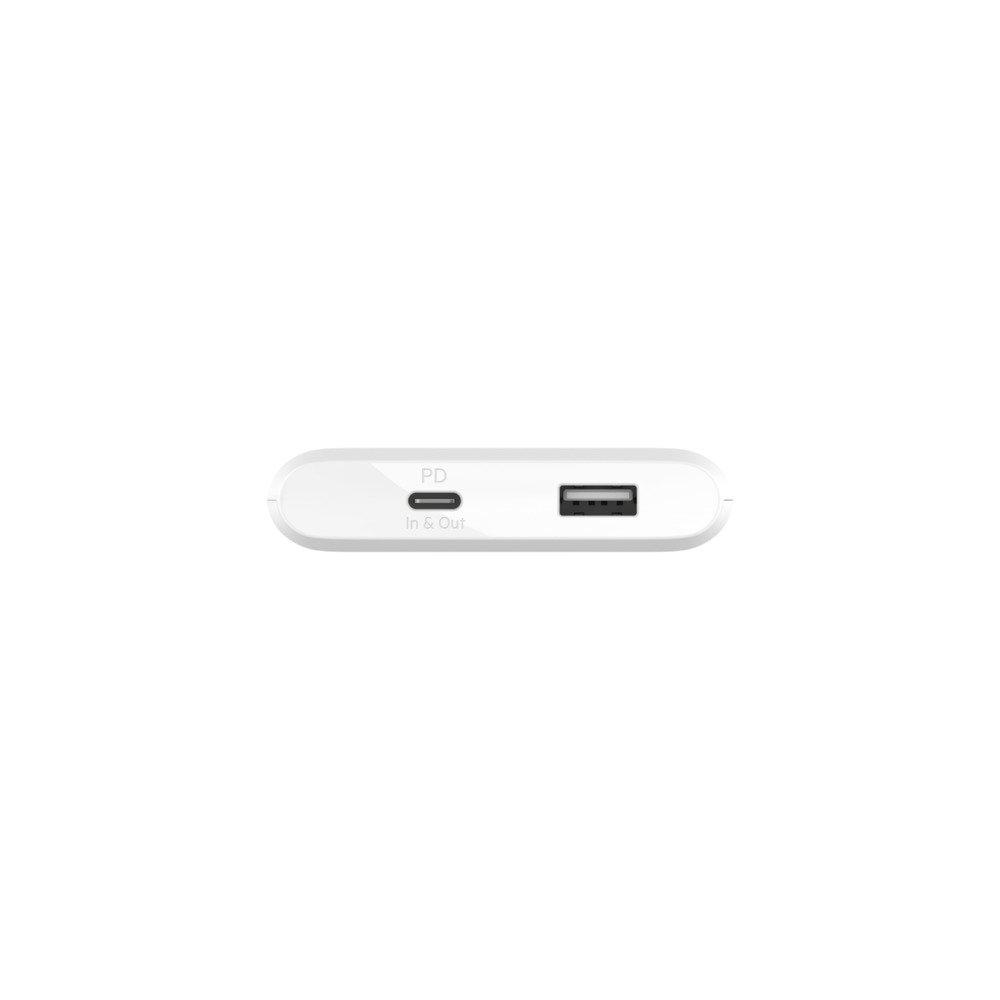 Belkin BOOST CHARGE 10K Power Bank with 18W PD USB-C IN/OUT and USB-A OUT - White