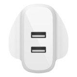 Belkin Boost Charge Dual USB-A Wall Charger 24W + 1M USB-A to Lightning Cable - White