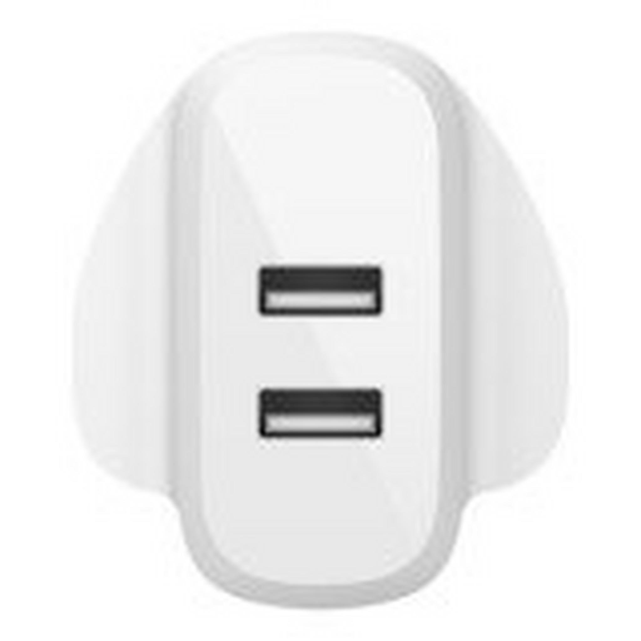 Belkin Boost Charge Dual USB-A Wall Charger 24W + 1M USB-A to Lightning Cable - White