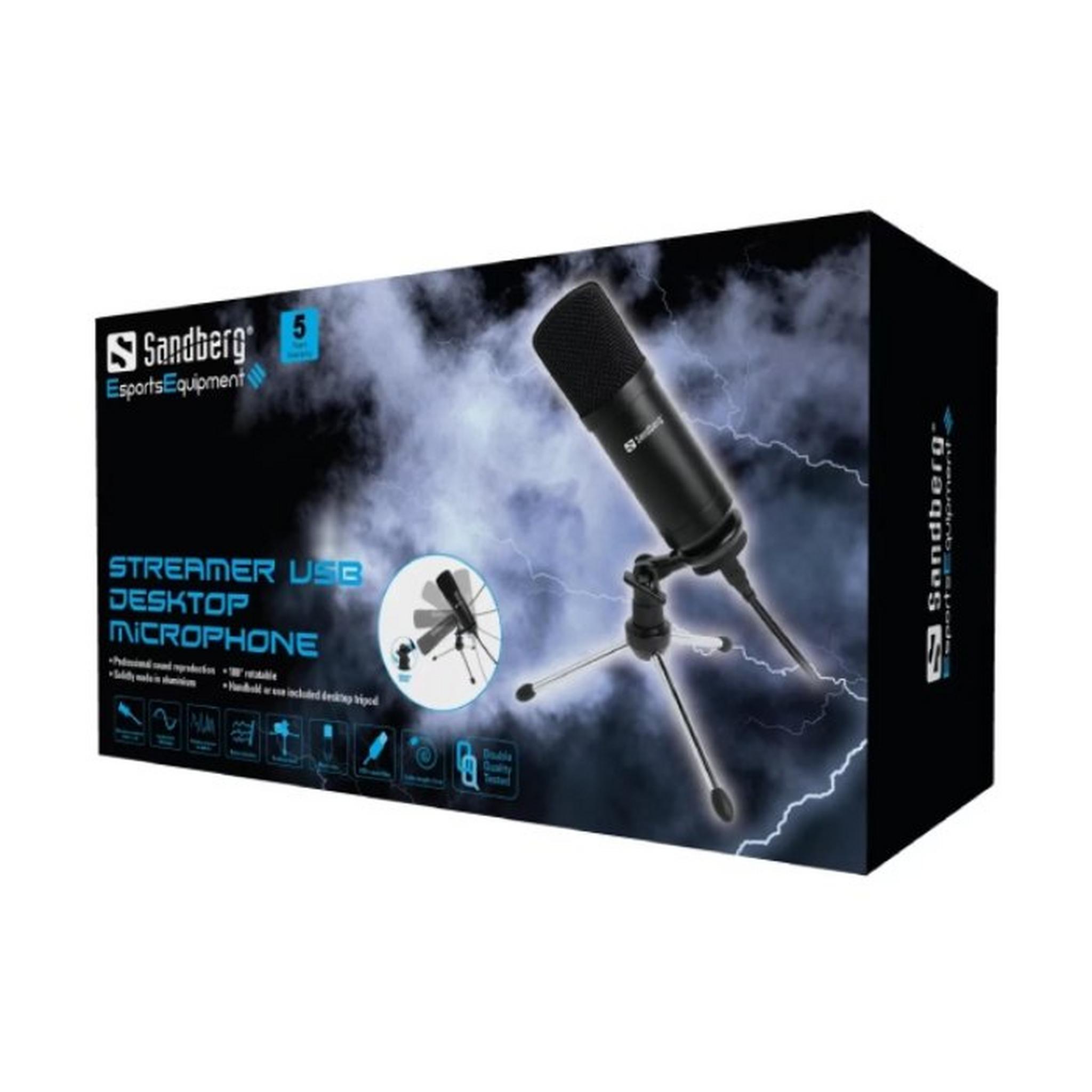Sandberg Streamer USB Desk Gaming Microphone - Black