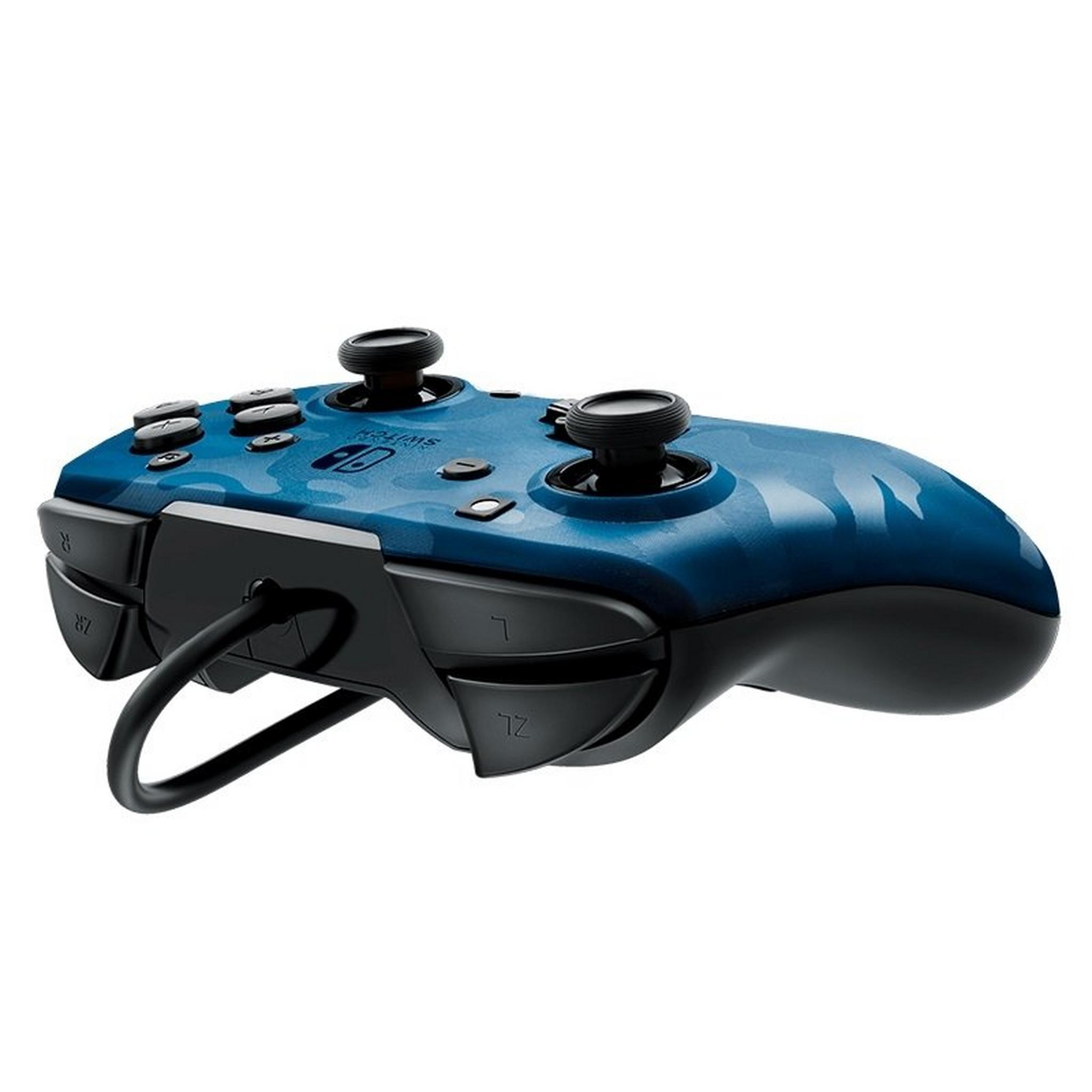 PDP Faceoff Deluxe+ Audio Wired Controller for Nintendo Switch – Camo Blue
