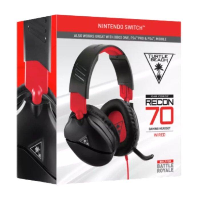 سماعات العاب تيرتل بيتش ريكون 70 لنينتندو سويتش - اسود / احمر