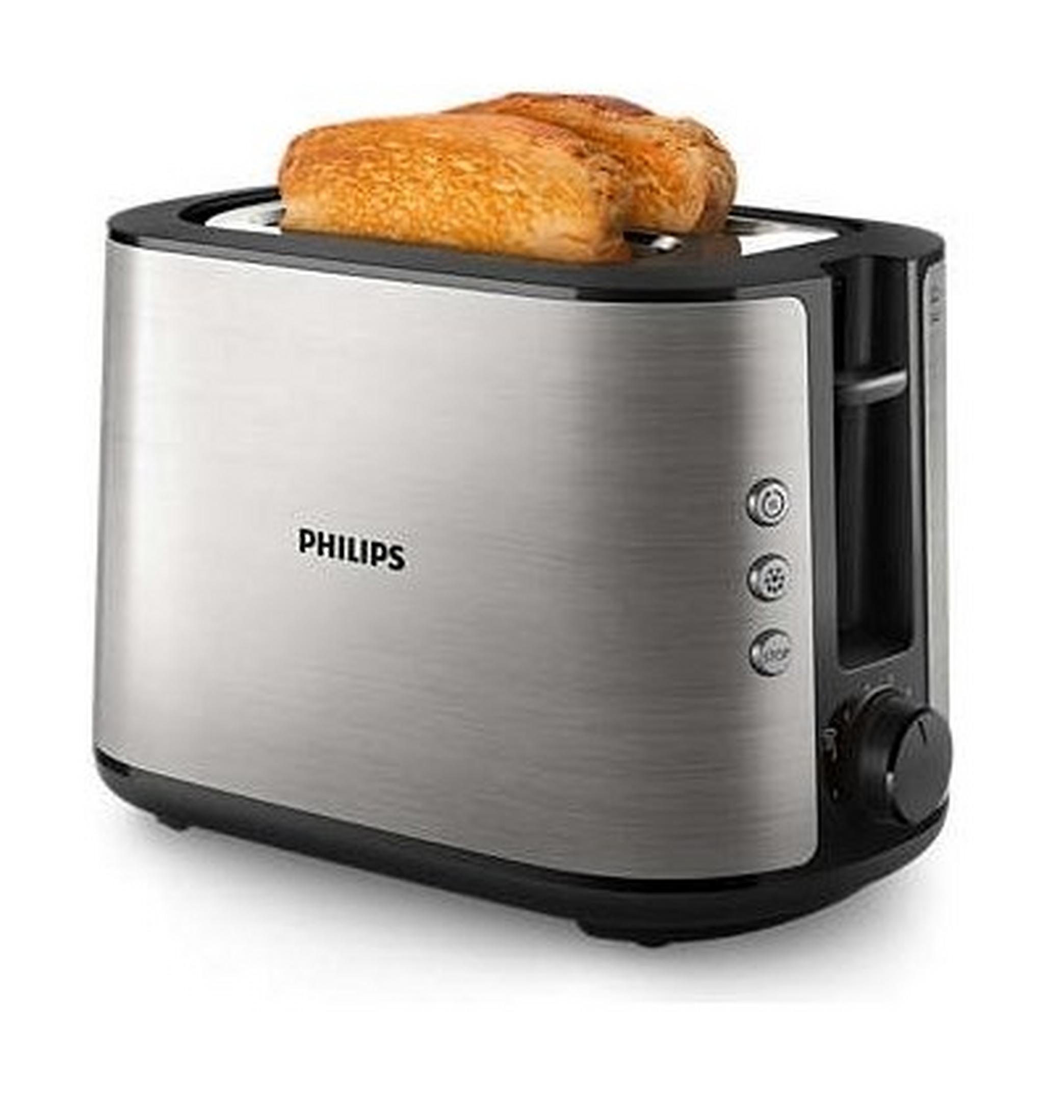 محمصة الخبز فيليبس من مجموعة فيفا معدني بالكامل، 950 واط، HD2650/92 - فضي/أسود
