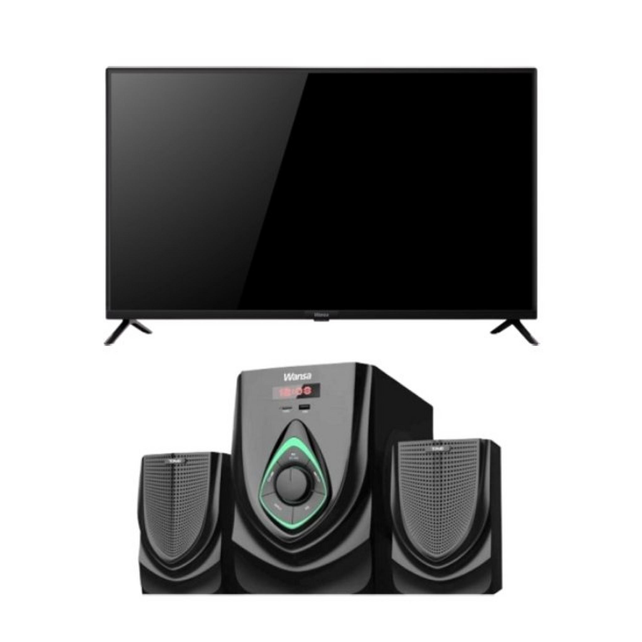Wansa TV 40" HD Smart LED (WLE40J7763S) + Wansa 2.1Ch 40W FM USB Mini Multimedia System (TK-521)