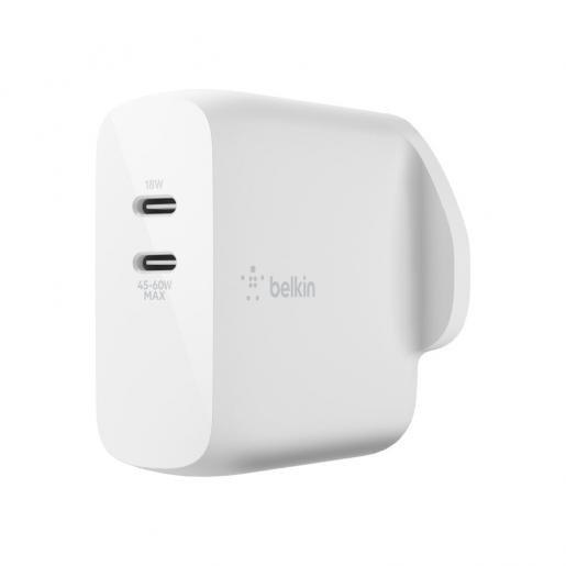 Belkin Boost Charge Dual USB-C PD GAN Wall Charger 63W – (WCH003myWH)