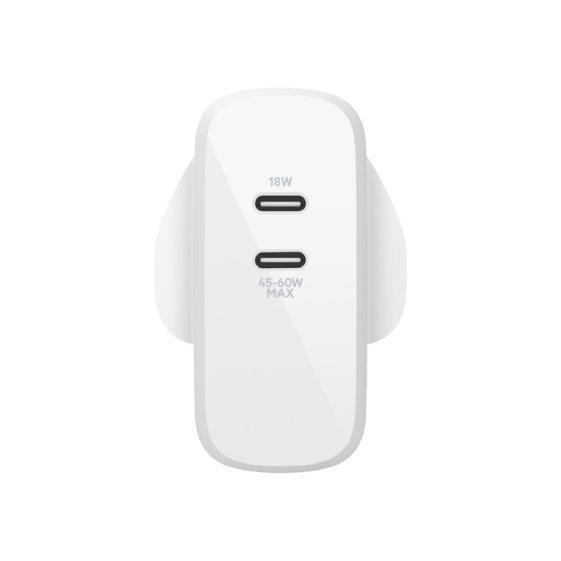 Belkin Boost Charge Dual USB-C PD GAN Wall Charger 63W – (WCH003myWH)