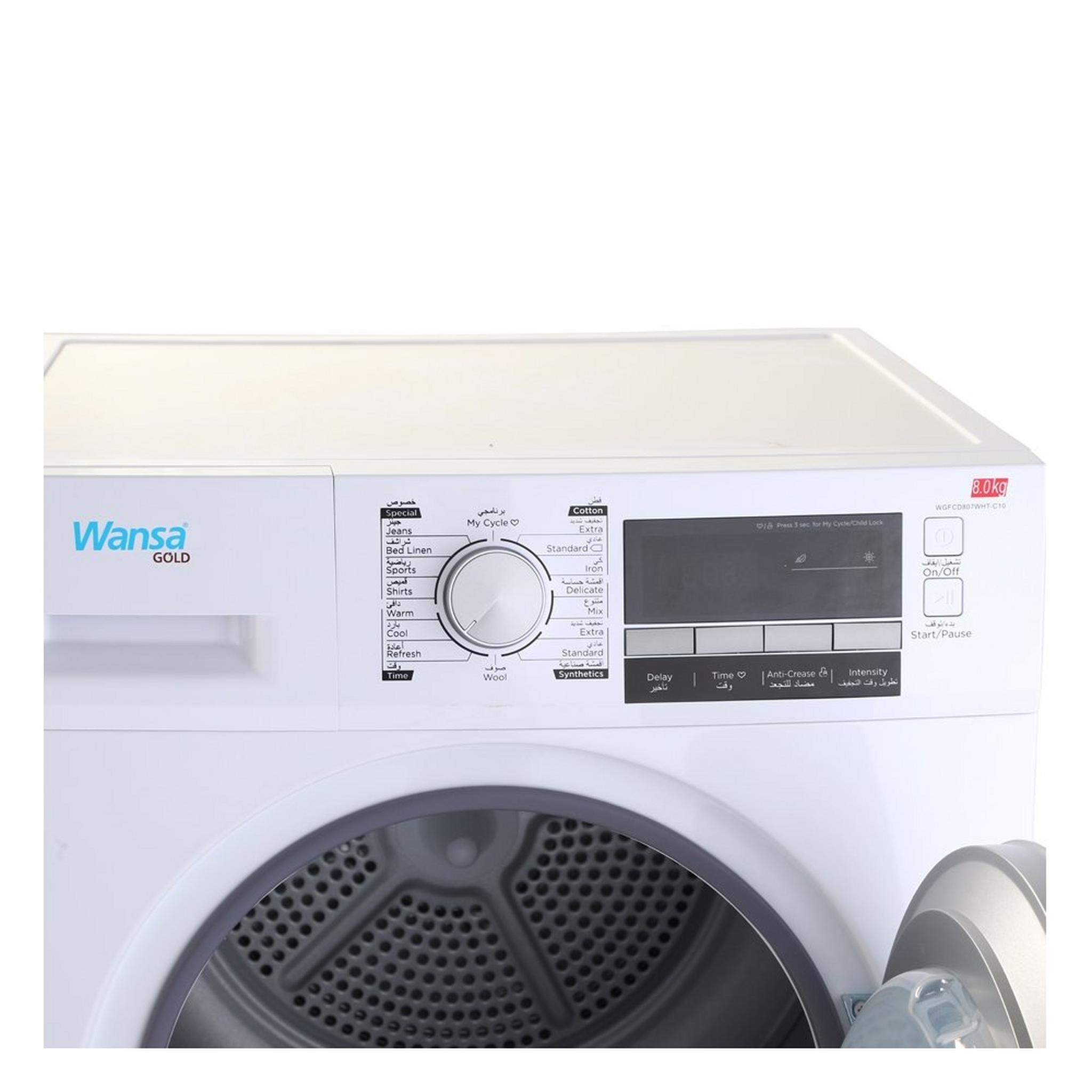 Wansa Gold Condenser Dryer, 8KG, WGFCD807WHT-C10 - White