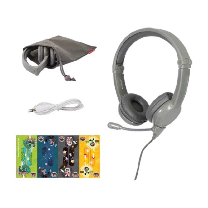 BuddyPhones Galaxy Wired Kids Gaming Headphones - Grey