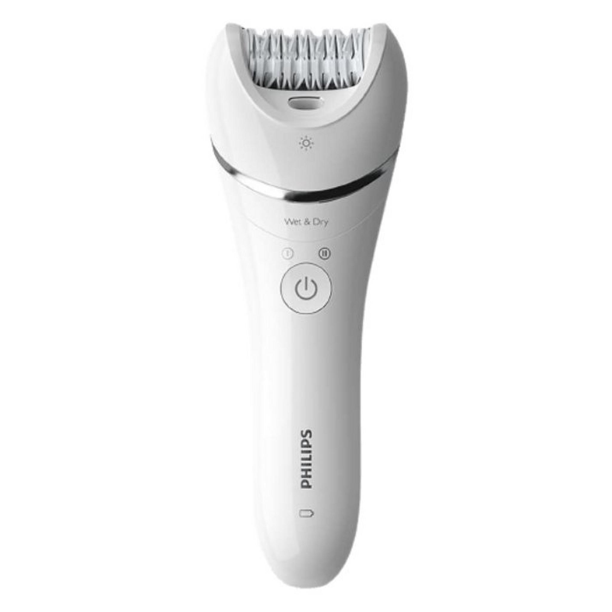 ماكينة إزالة الشعر اللاسلكية من فيليبس سلسلة 8000 للاستخدام الجاف والرطب مع 5 ملحقات، BRE710/01 - أبيض