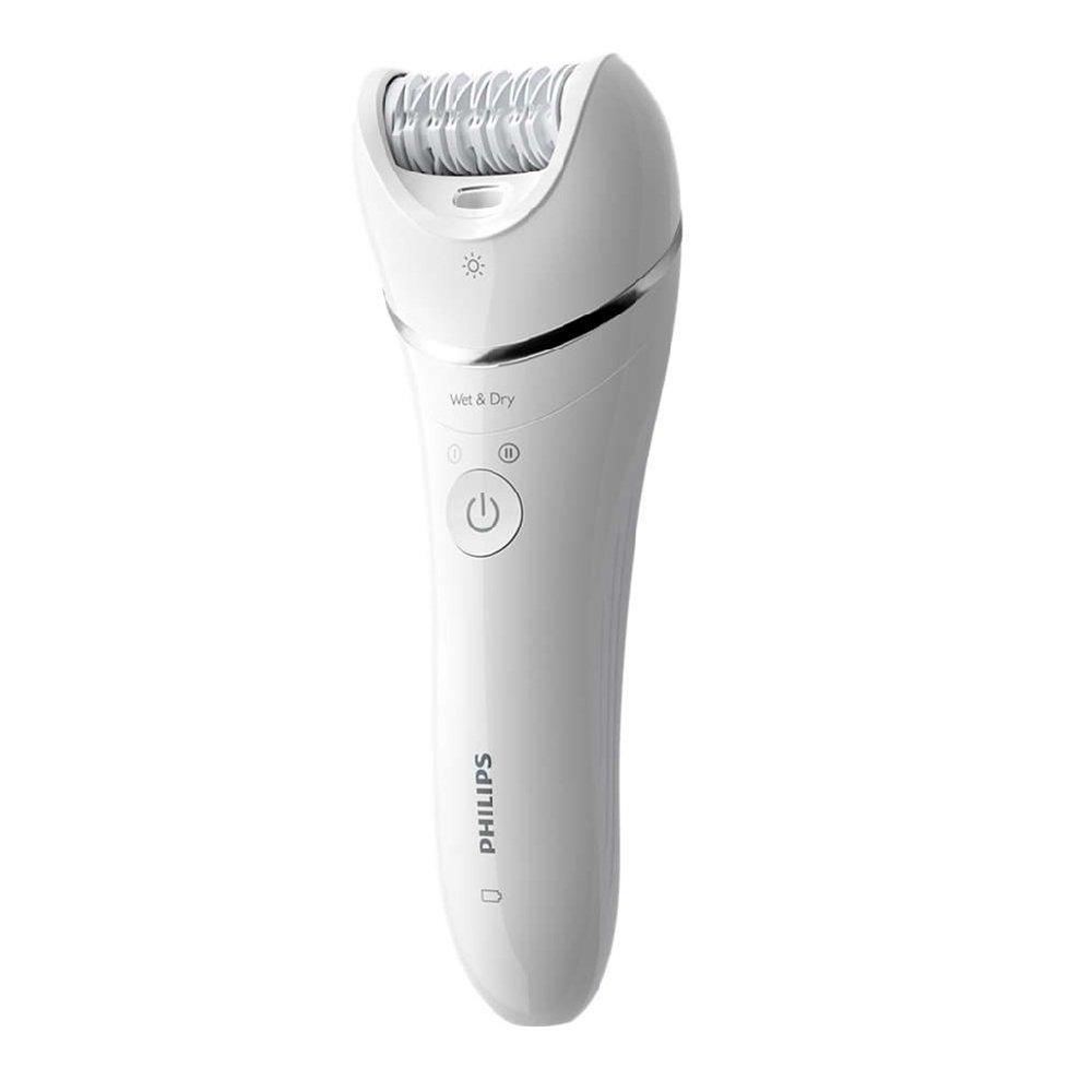 ماكينة إزالة الشعر اللاسلكية من فيليبس سلسلة 8000 للاستخدام الجاف والرطب مع 5 ملحقات، BRE710/01 - أبيض