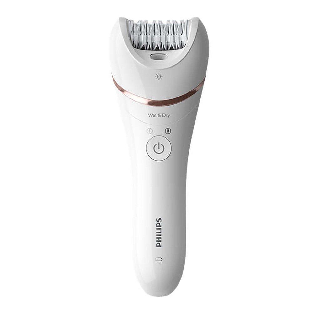 Philips Series 8000 Epilator Gives Gentle Performance on Skin from Body, Legs and Feet, Wet and Dry, 9  Accessories, BRE740/11 - White