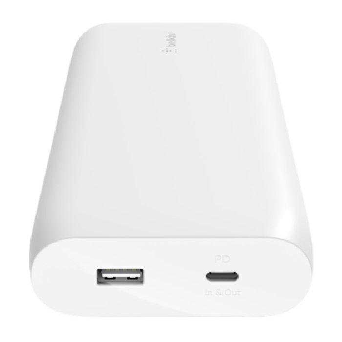 بطارية الشحن الخارجية بيلكين بسعة 20000 مللي أمبير USB-C PD - أبيض