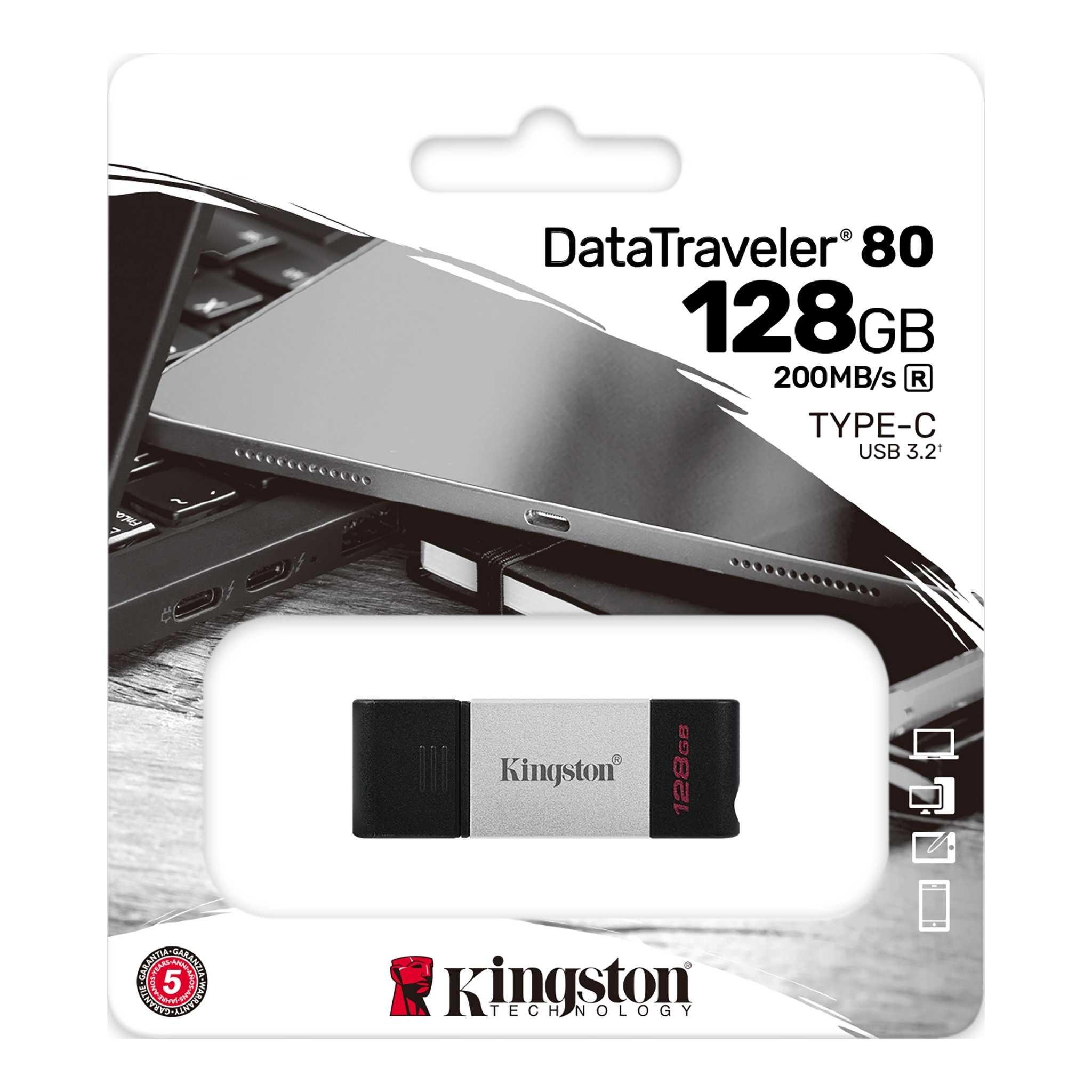 Kingston DataTraveler 80 – 128GB USB-C 3.2 Gen 1 Flash Drive