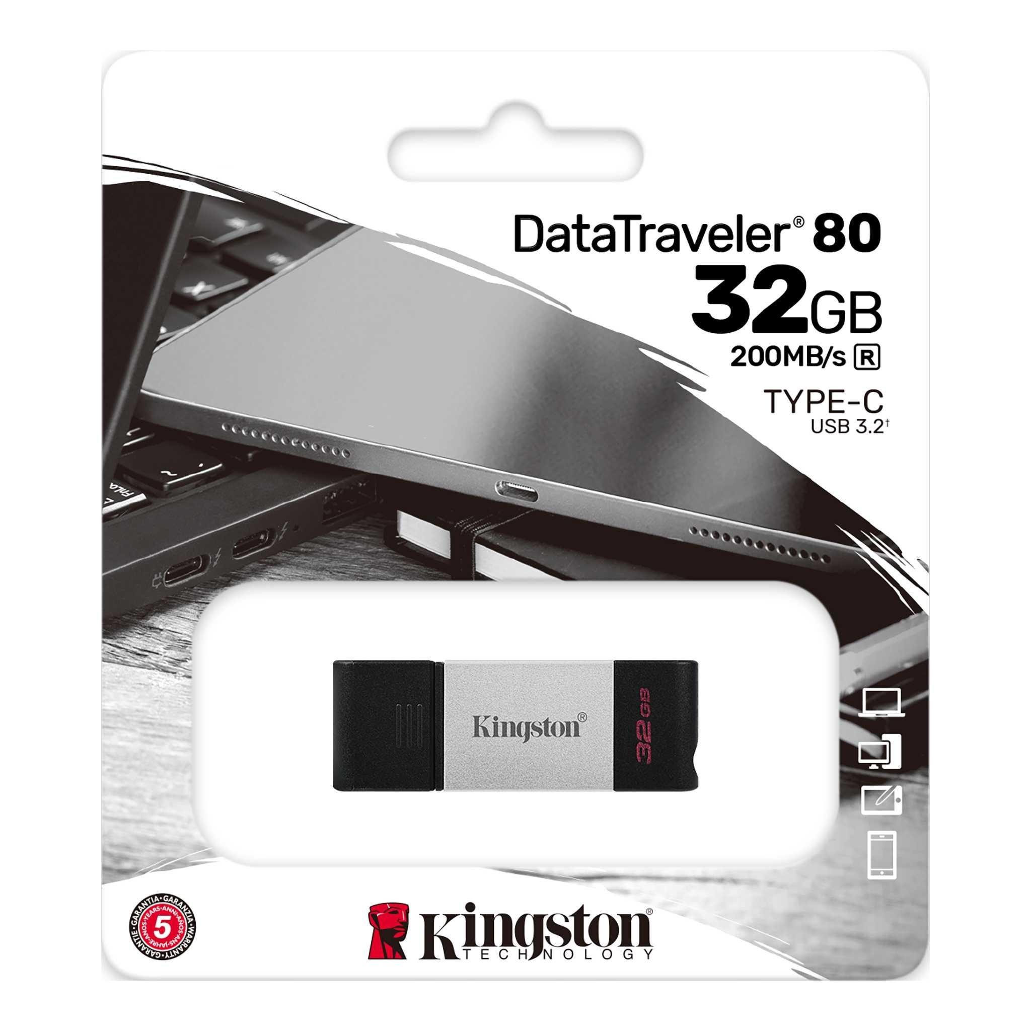 Kingston DataTraveler 80 – 32GB USB-C 3.2 Gen 1 Flash Drive