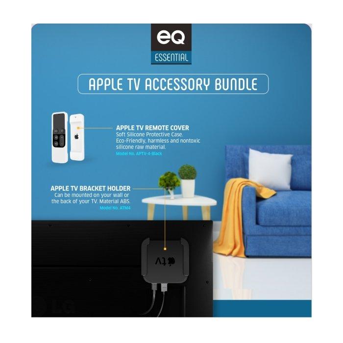 EQ Bundle - Apple TV Box Mount + Remote Control Sleeve - White