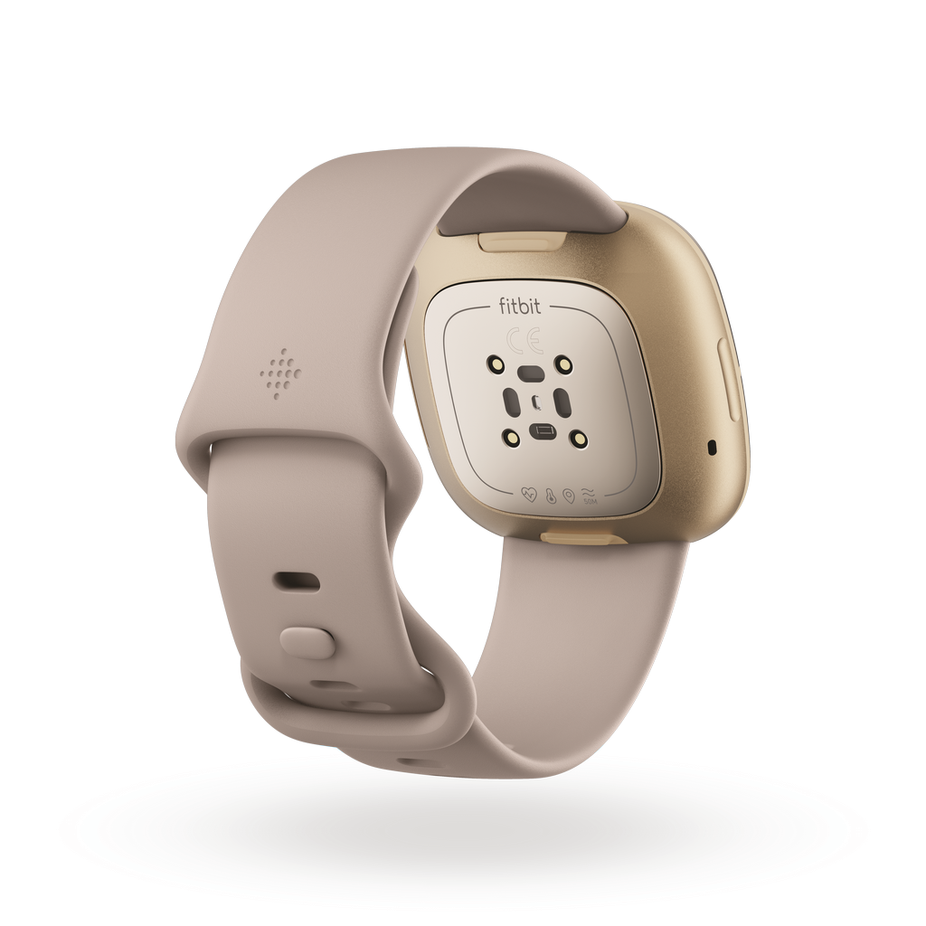 ساعة فيت بيت سينس، 40 ملم، هيكل من الستانلس ستيل، حزام من السيليكون - أبيض / ذهبي