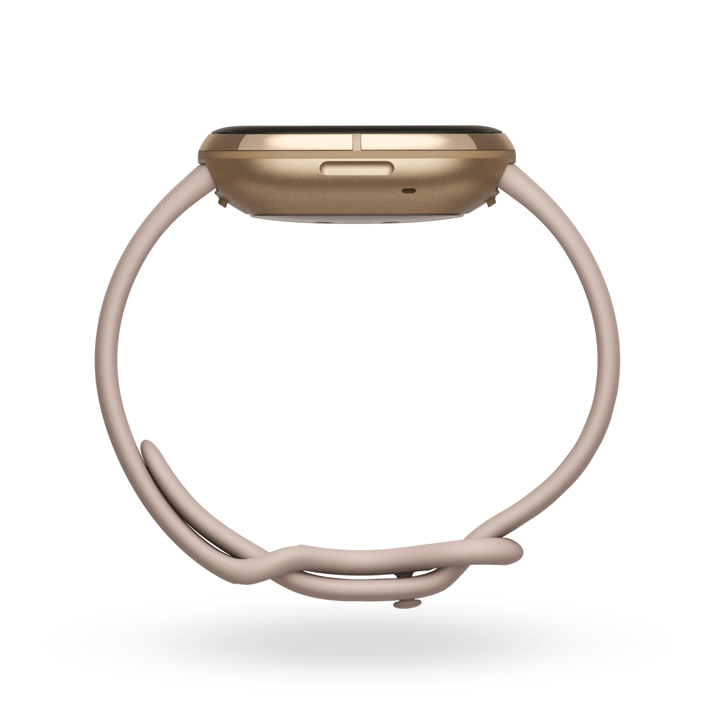 ساعة فيت بيت سينس، 40 ملم، هيكل من الستانلس ستيل، حزام من السيليكون - أبيض / ذهبي