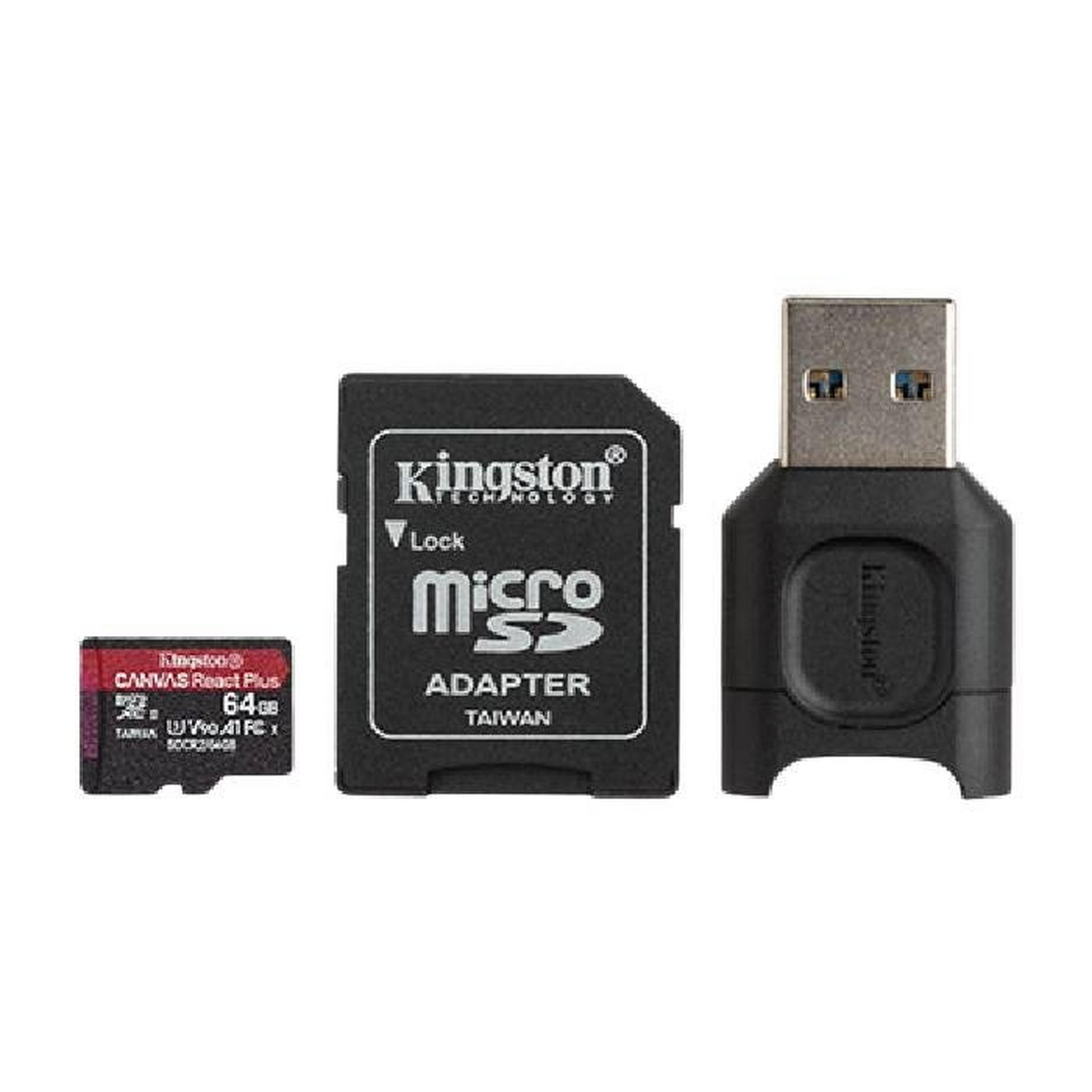 Kingston Canvas Select Plus 64GB MSDXC+SDCR2 UHS-II Memory Card + Adapter+ Reader