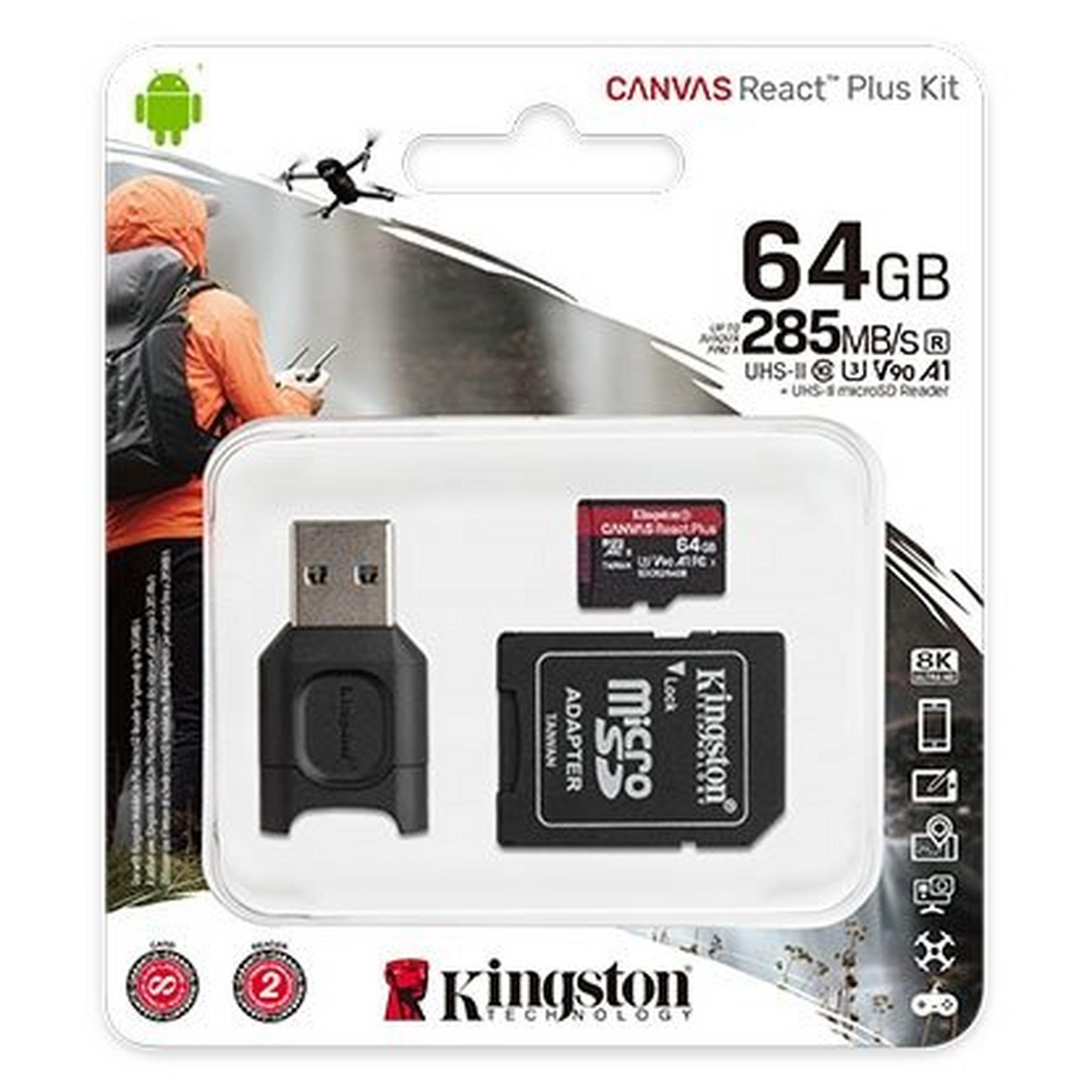 Kingston Canvas Select Plus 64GB MSDXC+SDCR2 UHS-II Memory Card + Adapter+ Reader