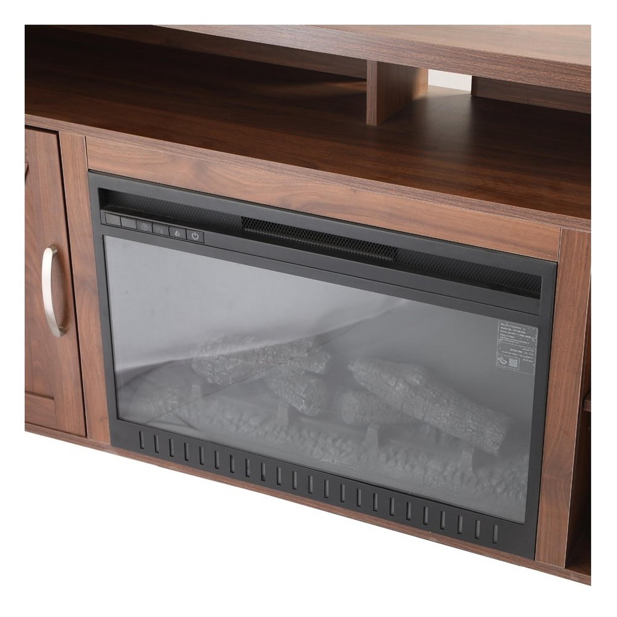 Wansa 65" TV Stand with Electric Fireplace - Walnut Brown (A-001FT)