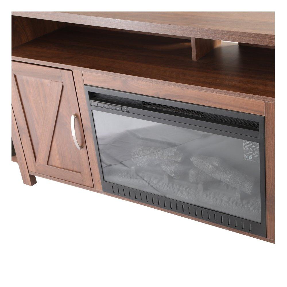 طاولة تلفزيون 65 بوصة مع مدفأة كهربائية من ونسا  - بني (A-001FT)