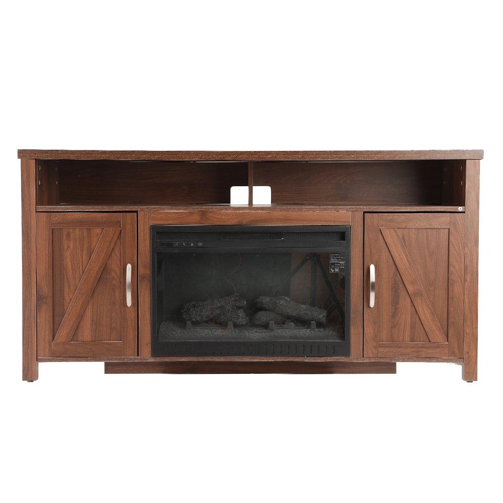 طاولة تلفزيون 65 بوصة مع مدفأة كهربائية من ونسا  - بني (A-001FT)