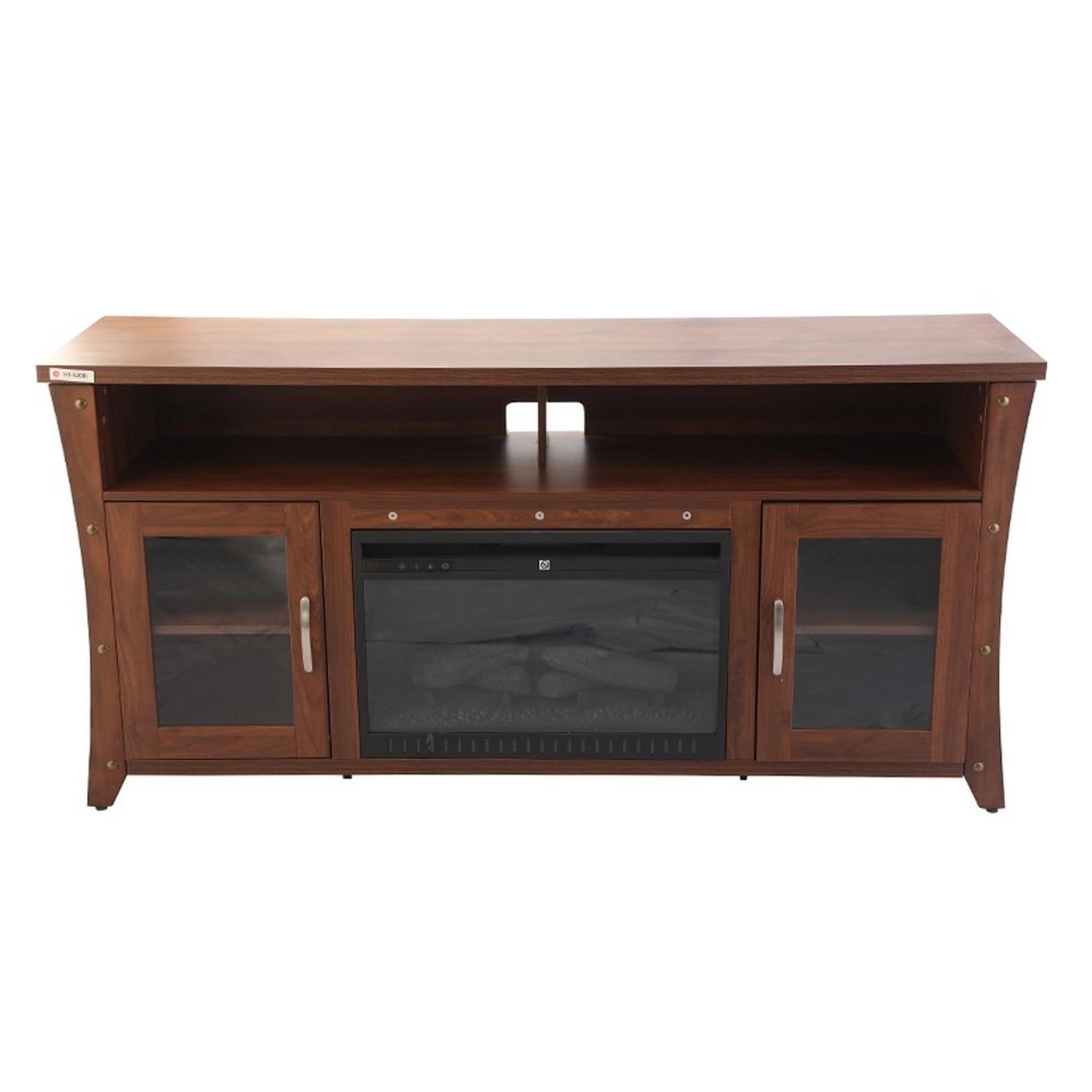 Wansa 80" TV Stand with Electric Fireplace - Brown (A471-2)
